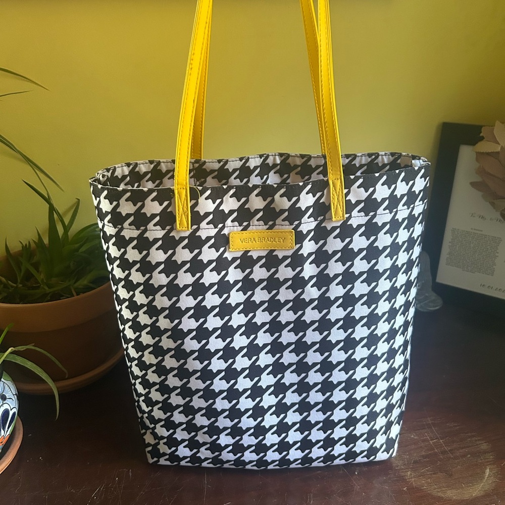 Vera Bradley Black and White Tote Bag with Houndstooth Pattern